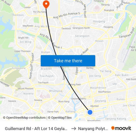 Guillemard Rd - Aft Lor 14 Geylang (80251) to Nanyang Polytechnic map