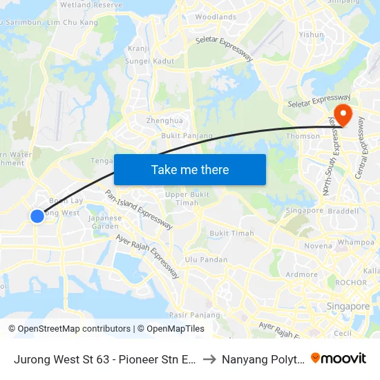 Jurong West St 63 - Pioneer Stn Exit B (22529) to Nanyang Polytechnic map