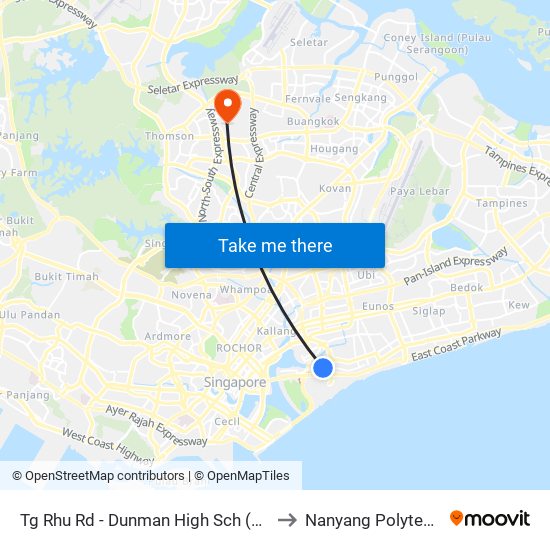 Tg Rhu Rd - Dunman High Sch (90061) to Nanyang Polytechnic map