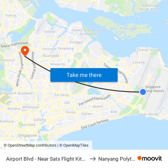 Airport Blvd - Near Sats Flight Kitchen (95159) to Nanyang Polytechnic map