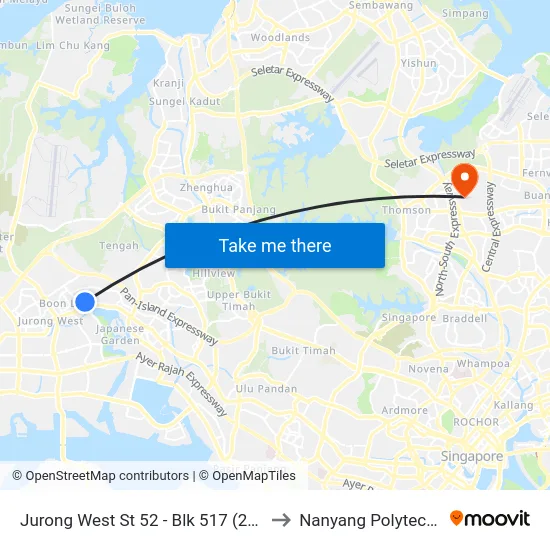 Jurong West St 52 - Blk 517 (28421) to Nanyang Polytechnic map