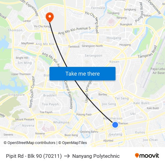 Pipit Rd - Blk 90 (70211) to Nanyang Polytechnic map