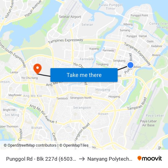 Punggol Rd - Blk 227d (65031) to Nanyang Polytechnic map