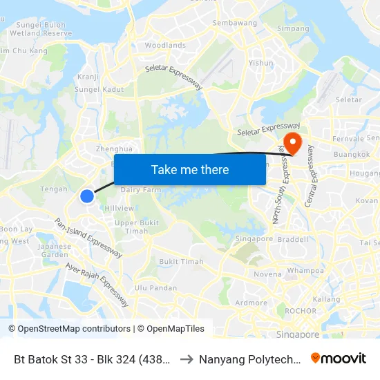 Bt Batok St 33 - Blk 324 (43841) to Nanyang Polytechnic map