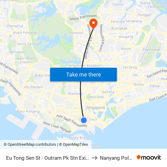 Eu Tong Sen St - Outram Pk Stn Exit 6/Sgh (10018) to Nanyang Polytechnic map