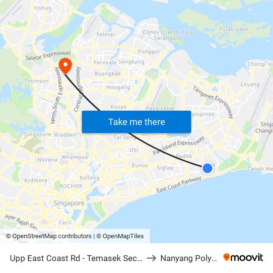 Upp East Coast Rd - Temasek Sec Sch (94059) to Nanyang Polytechnic map