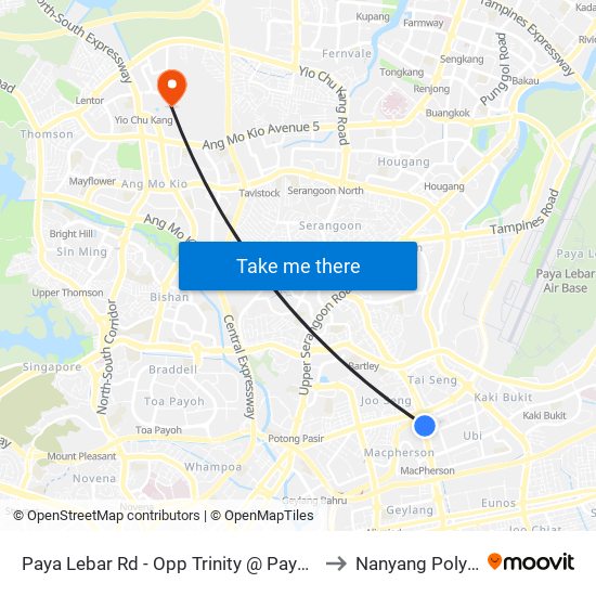 Paya Lebar Rd - Opp Trinity @ Paya Lebar (70279) to Nanyang Polytechnic map