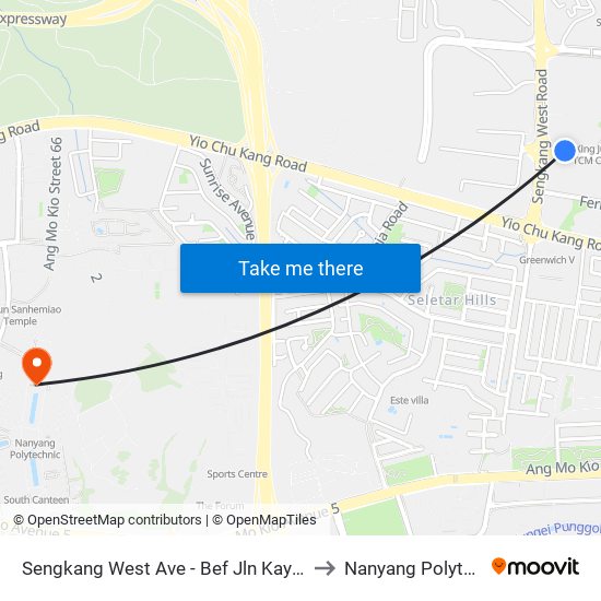 Sengkang West Ave - Bef Jln Kayu (68011) to Nanyang Polytechnic map
