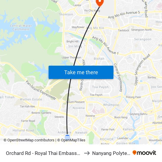 Orchard Rd - Royal Thai Embassy (09179) to Nanyang Polytechnic map