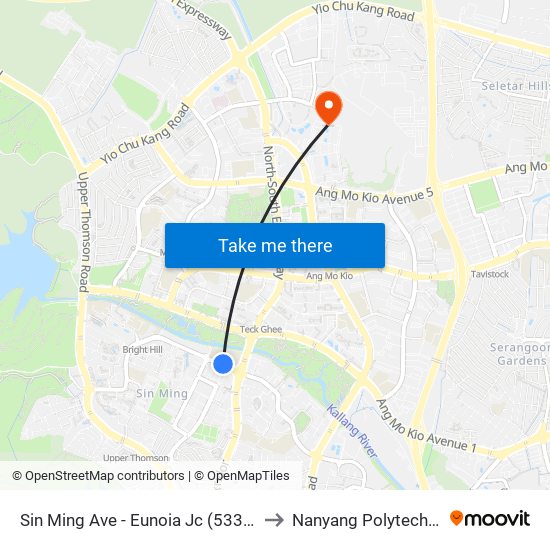 Sin Ming Ave - Eunoia Jc (53329) to Nanyang Polytechnic map