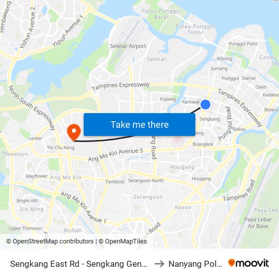 Sengkang East Rd - Sengkang General Hosp (67419) to Nanyang Polytechnic map