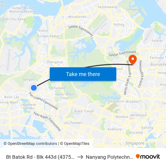 Bt Batok Rd - Blk 443d (43759) to Nanyang Polytechnic map