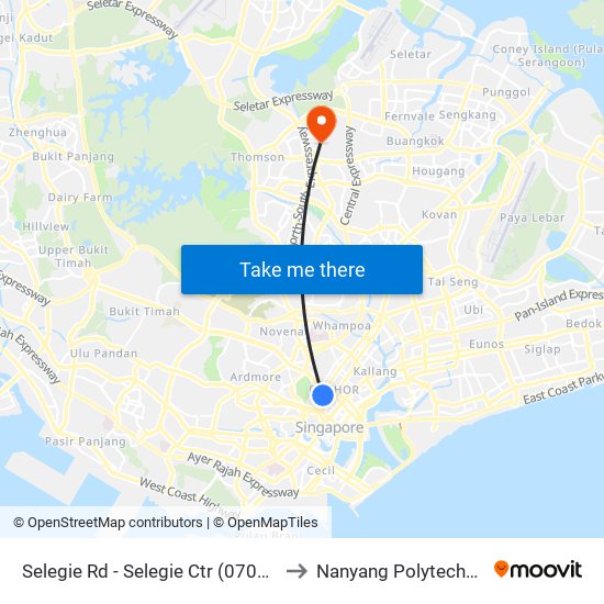 Selegie Rd - Selegie Ctr (07021) to Nanyang Polytechnic map