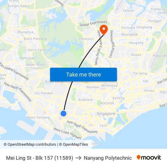 Mei Ling St - Blk 157 (11589) to Nanyang Polytechnic map