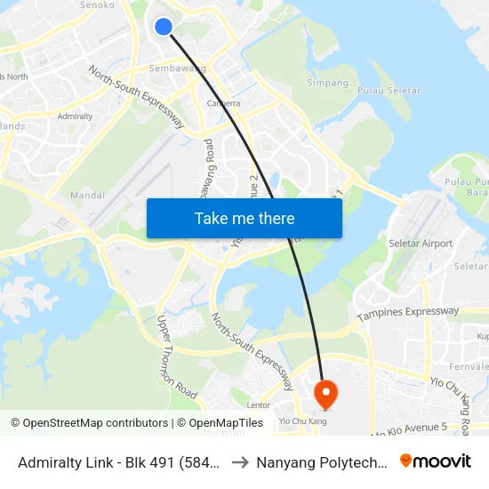 Admiralty Link - Blk 491 (58409) to Nanyang Polytechnic map