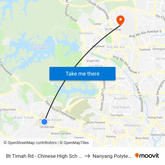 Bt Timah Rd - Chinese High Sch (41061) to Nanyang Polytechnic map