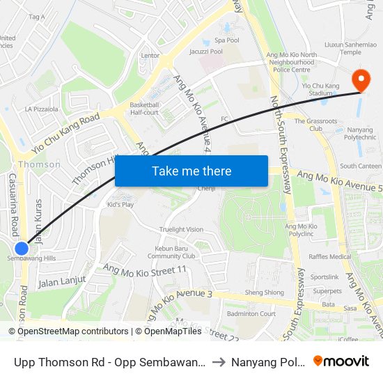 Upp Thomson Rd - Opp Sembawang Hills Fc (56021) to Nanyang Polytechnic map