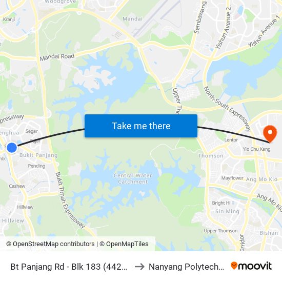 Bt Panjang Rd - Blk 183 (44259) to Nanyang Polytechnic map