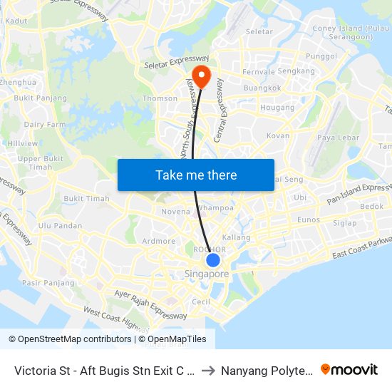 Victoria St - Aft Bugis Stn Exit C (01119) to Nanyang Polytechnic map