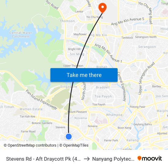 Stevens Rd - Aft Draycott Pk (40191) to Nanyang Polytechnic map