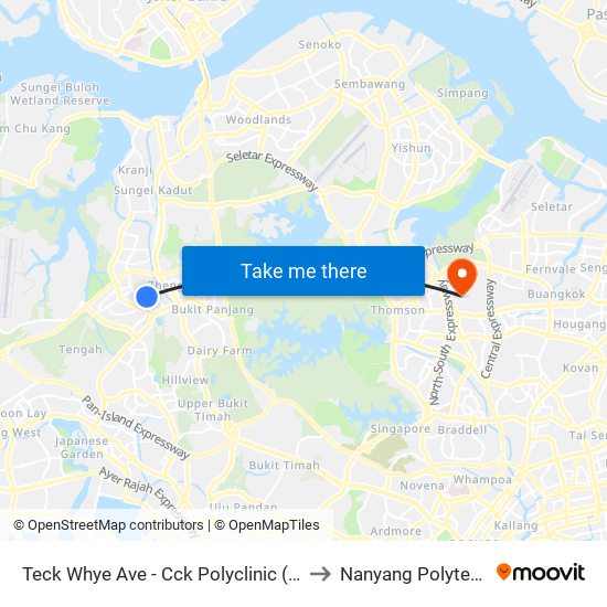 Teck Whye Ave - Cck Polyclinic (44299) to Nanyang Polytechnic map