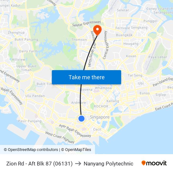 Zion Rd - Aft Blk 87 (06131) to Nanyang Polytechnic map