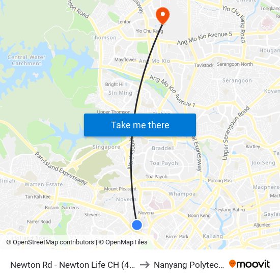 Newton Rd - Newton Life CH (40129) to Nanyang Polytechnic map