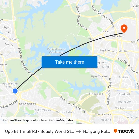 Upp Bt Timah Rd - Beauty World Stn Exit B (42091) to Nanyang Polytechnic map