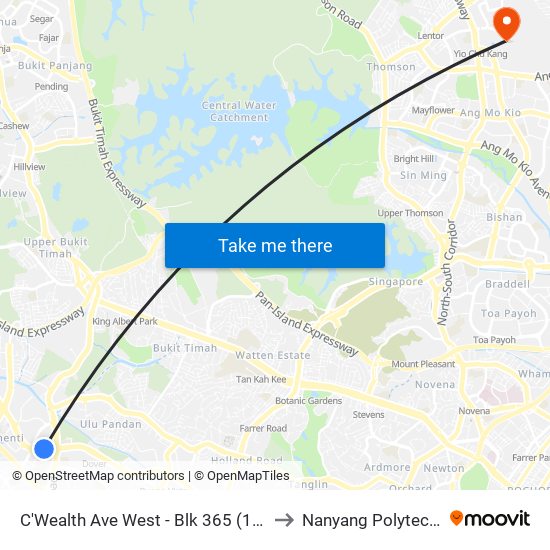 C'Wealth Ave West - Blk 365 (17159) to Nanyang Polytechnic map