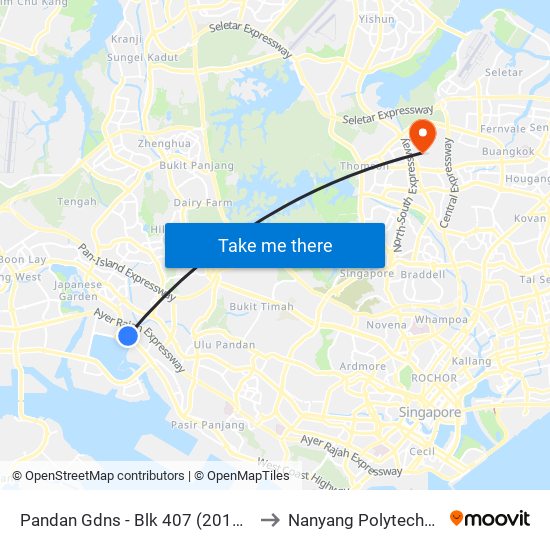 Pandan Gdns - Blk 407 (20191) to Nanyang Polytechnic map