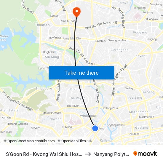 S'Goon Rd - Kwong Wai Shiu Hosp (60101) to Nanyang Polytechnic map