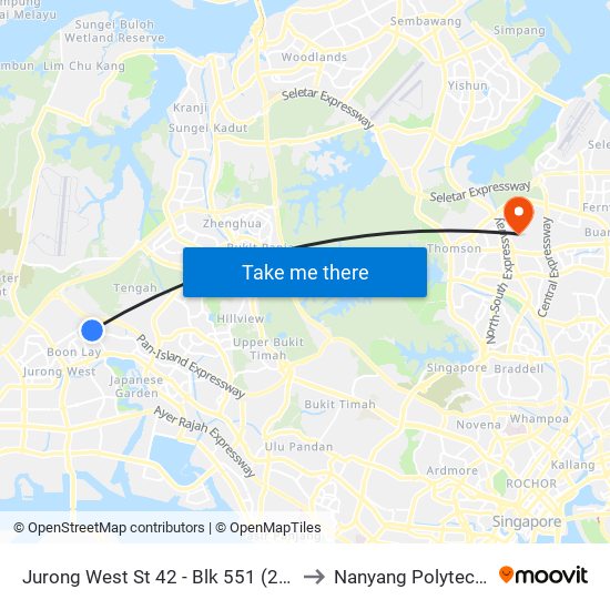 Jurong West St 42 - Blk 551 (28541) to Nanyang Polytechnic map