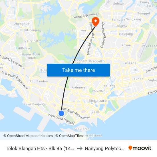 Telok Blangah Hts - Blk 85 (14399) to Nanyang Polytechnic map