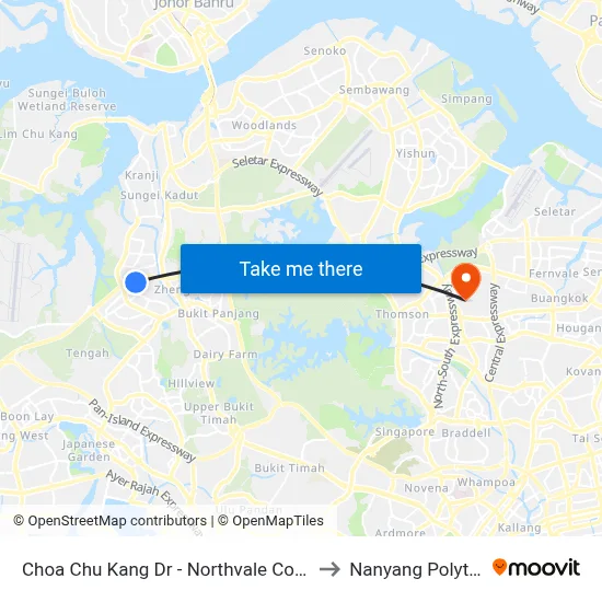 Choa Chu Kang Dr - Northvale Condo (44541) to Nanyang Polytechnic map
