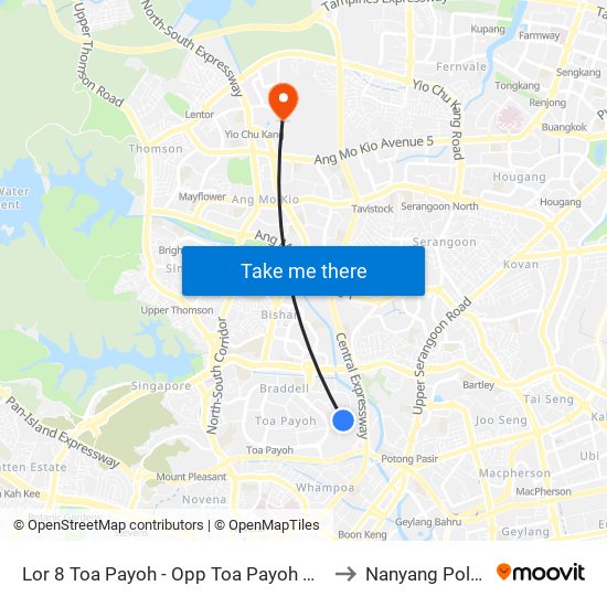 Lor 8 Toa Payoh - Opp Toa Payoh Polyclinic (52489) to Nanyang Polytechnic map