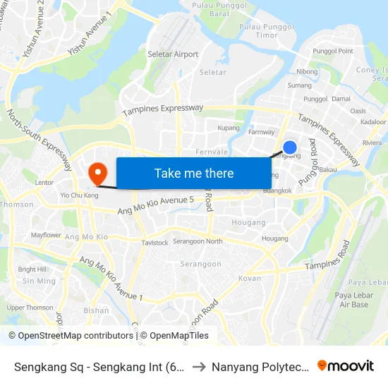 Sengkang Sq - Sengkang Int (67009) to Nanyang Polytechnic map