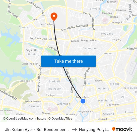 Jln Kolam Ayer - Bef Bendemeer Rd (60079) to Nanyang Polytechnic map