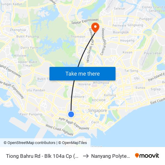 Tiong Bahru Rd - Blk 104a Cp (10189) to Nanyang Polytechnic map