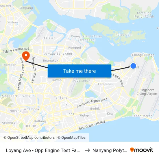 Loyang Ave - Opp Engine Test Facility (98061) to Nanyang Polytechnic map
