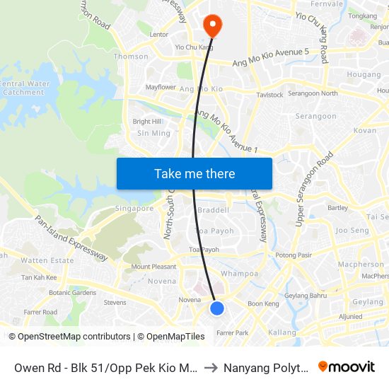 Owen Rd - Blk 51/Opp Pek Kio Mkt (50089) to Nanyang Polytechnic map