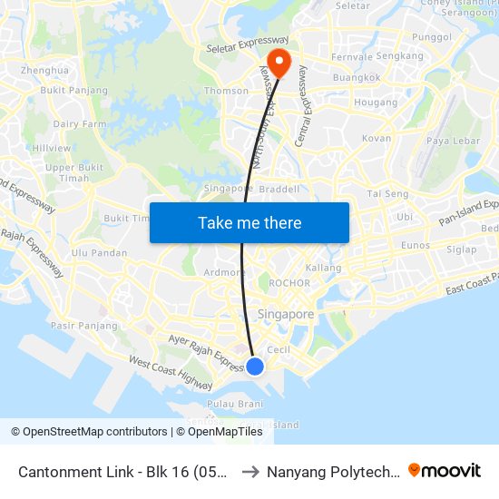 Cantonment Link - Blk 16 (05631) to Nanyang Polytechnic map