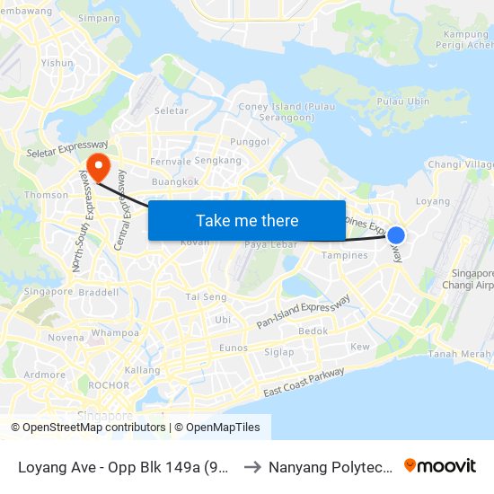 Loyang Ave - Opp Blk 149a (98019) to Nanyang Polytechnic map