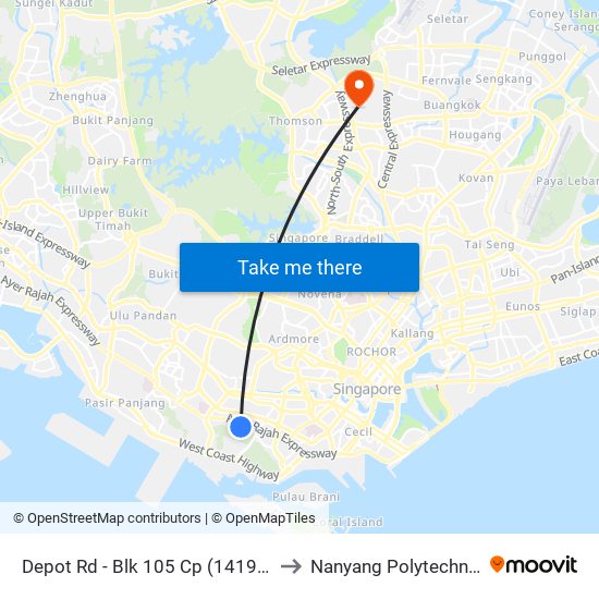 Depot Rd - Blk 105 Cp (14191) to Nanyang Polytechnic map