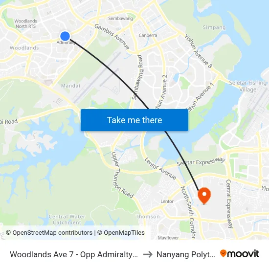 Woodlands Ave 7 - Opp Admiralty Stn (46771) to Nanyang Polytechnic map
