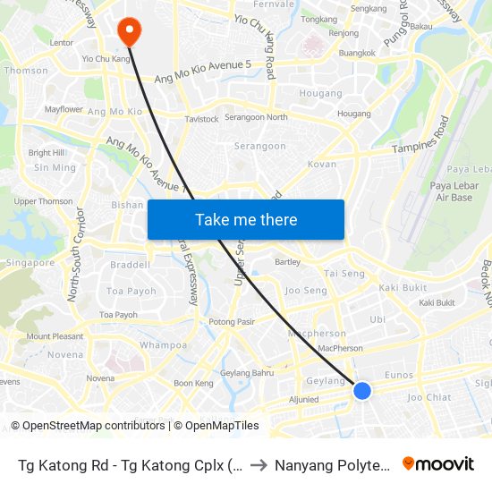 Tg Katong Rd - Tg Katong Cplx (82119) to Nanyang Polytechnic map