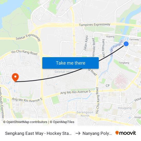 Sengkang East Way - Hockey Stadium (67541) to Nanyang Polytechnic map