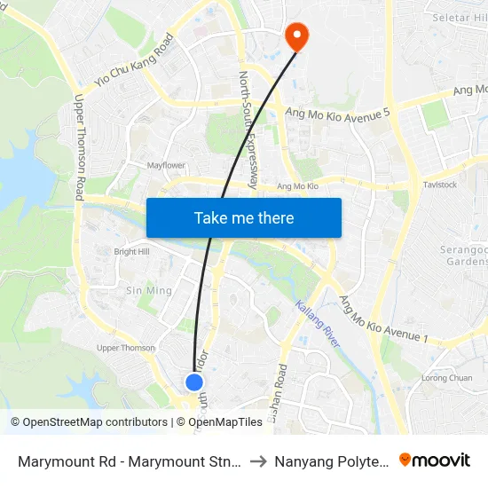 Marymount Rd - Marymount Stn (53121) to Nanyang Polytechnic map