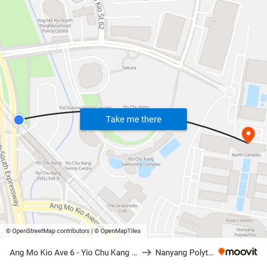 Ang Mo Kio Ave 6 - Yio Chu Kang Stn (55189) to Nanyang Polytechnic map