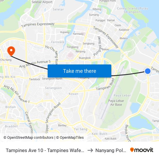 Tampines Ave 10 - Tampines Wafer Fab Pk (75351) to Nanyang Polytechnic map