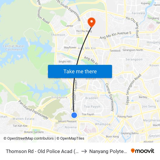 Thomson Rd - Old Police Acad (51021) to Nanyang Polytechnic map